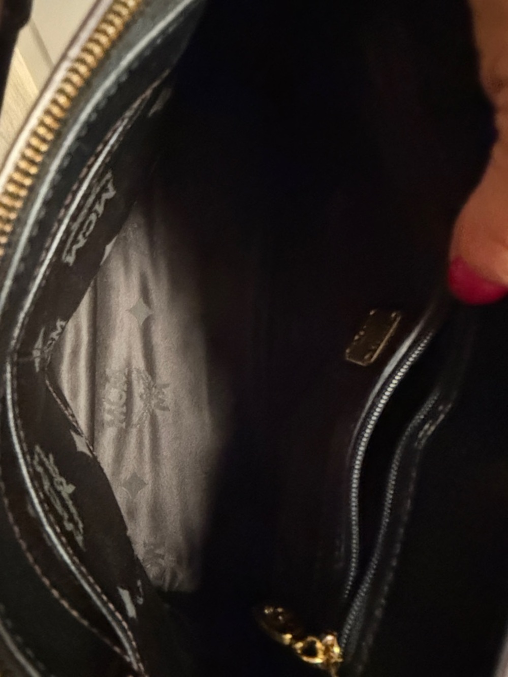 MCM Black Pebbled Leather Satchel with Gold Accents - Picture 4 of 4